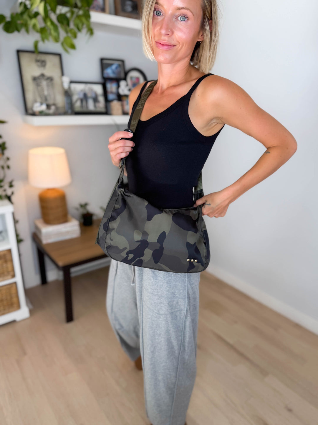 Sara Nylon Crossbody Bag- CAMO