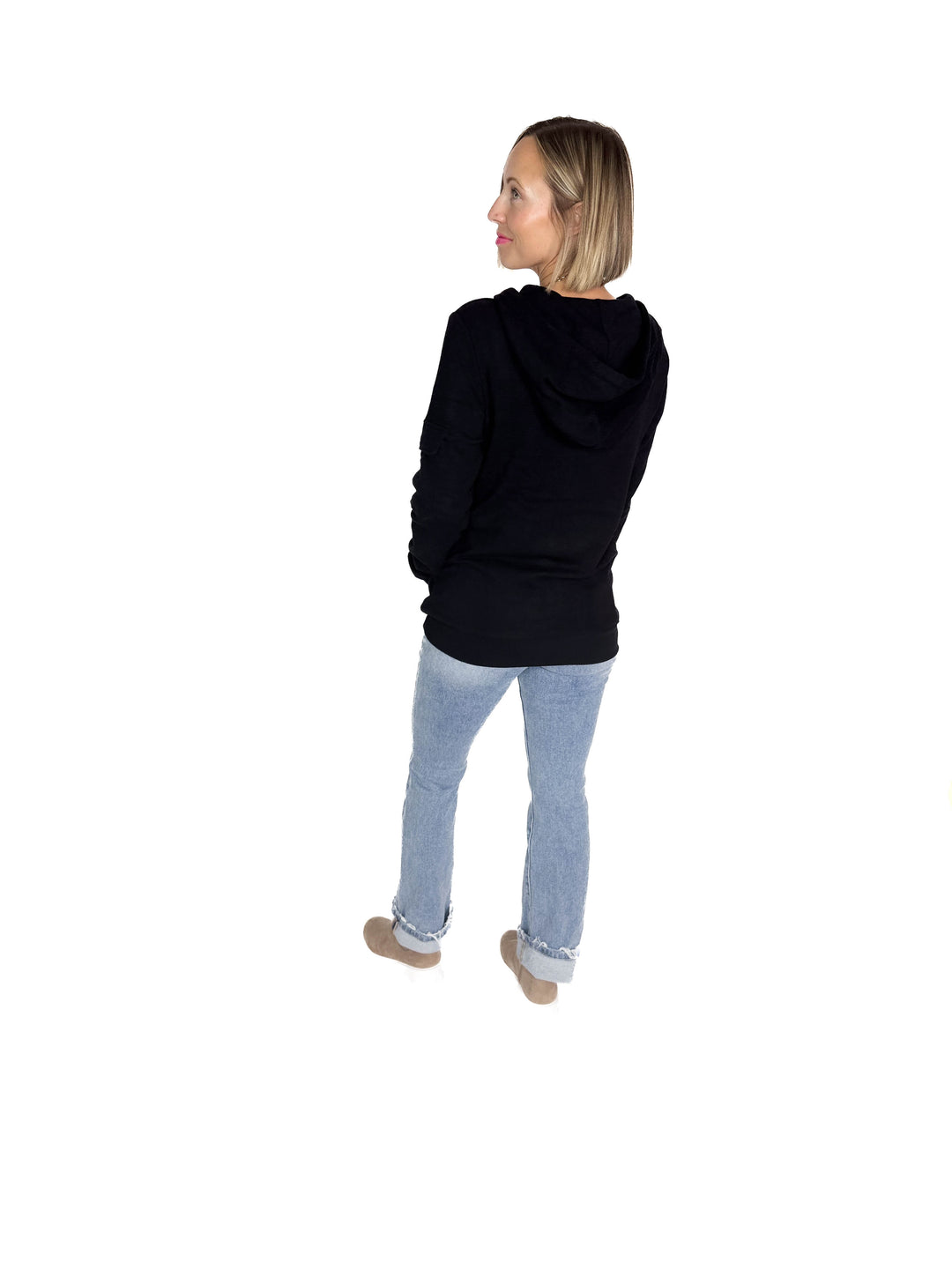 MICHELLE MAE Pixie 1/2 Zip Hoodie- BLACK