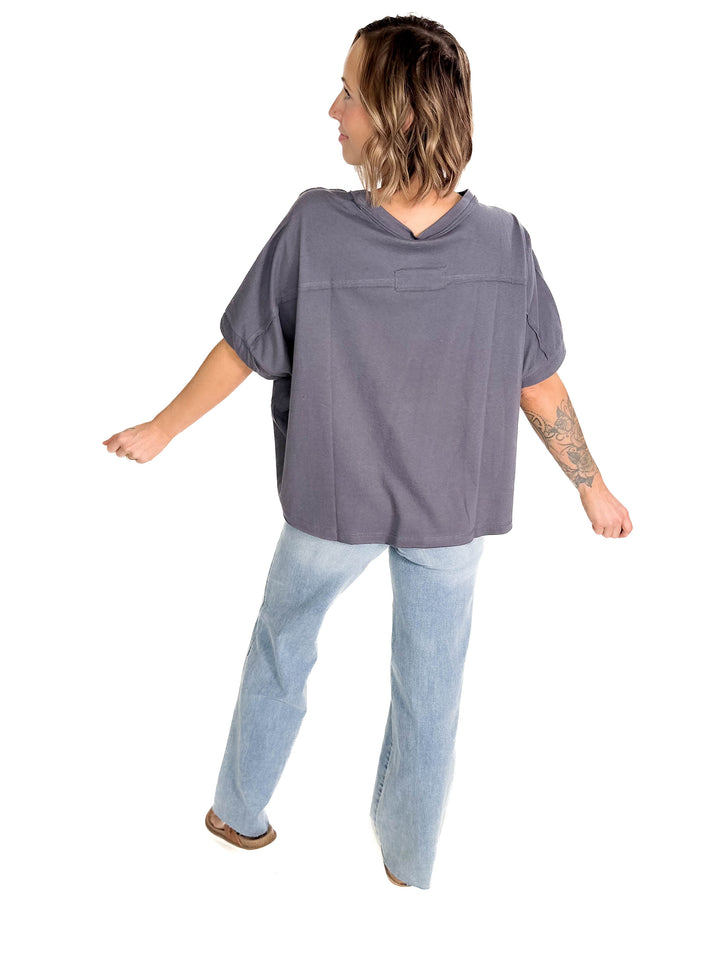 Mia Cotton T-Shirt- CHARCOAL-FINAL SALE