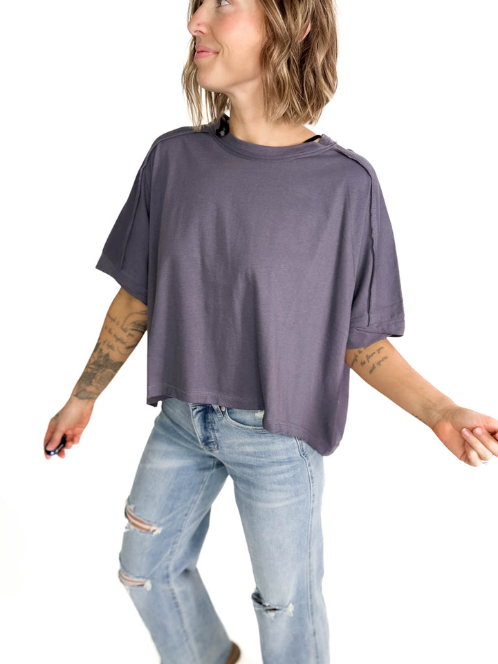 Mia Cotton T-Shirt- CHARCOAL-FINAL SALE