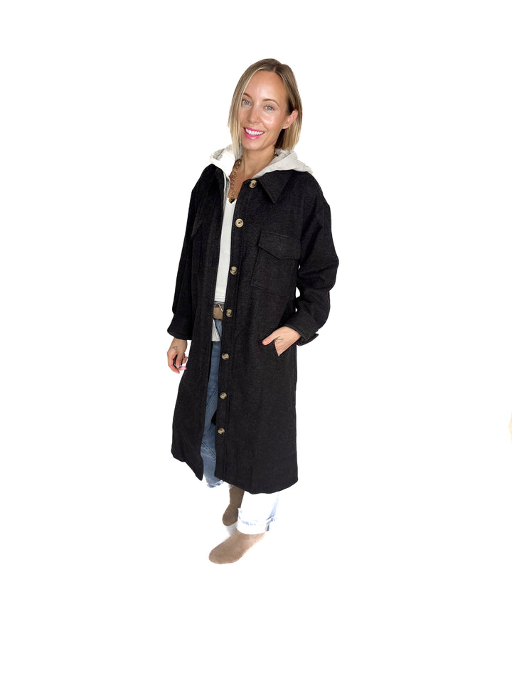 Evergreen Twofer Hoodie Jacket- BLACK