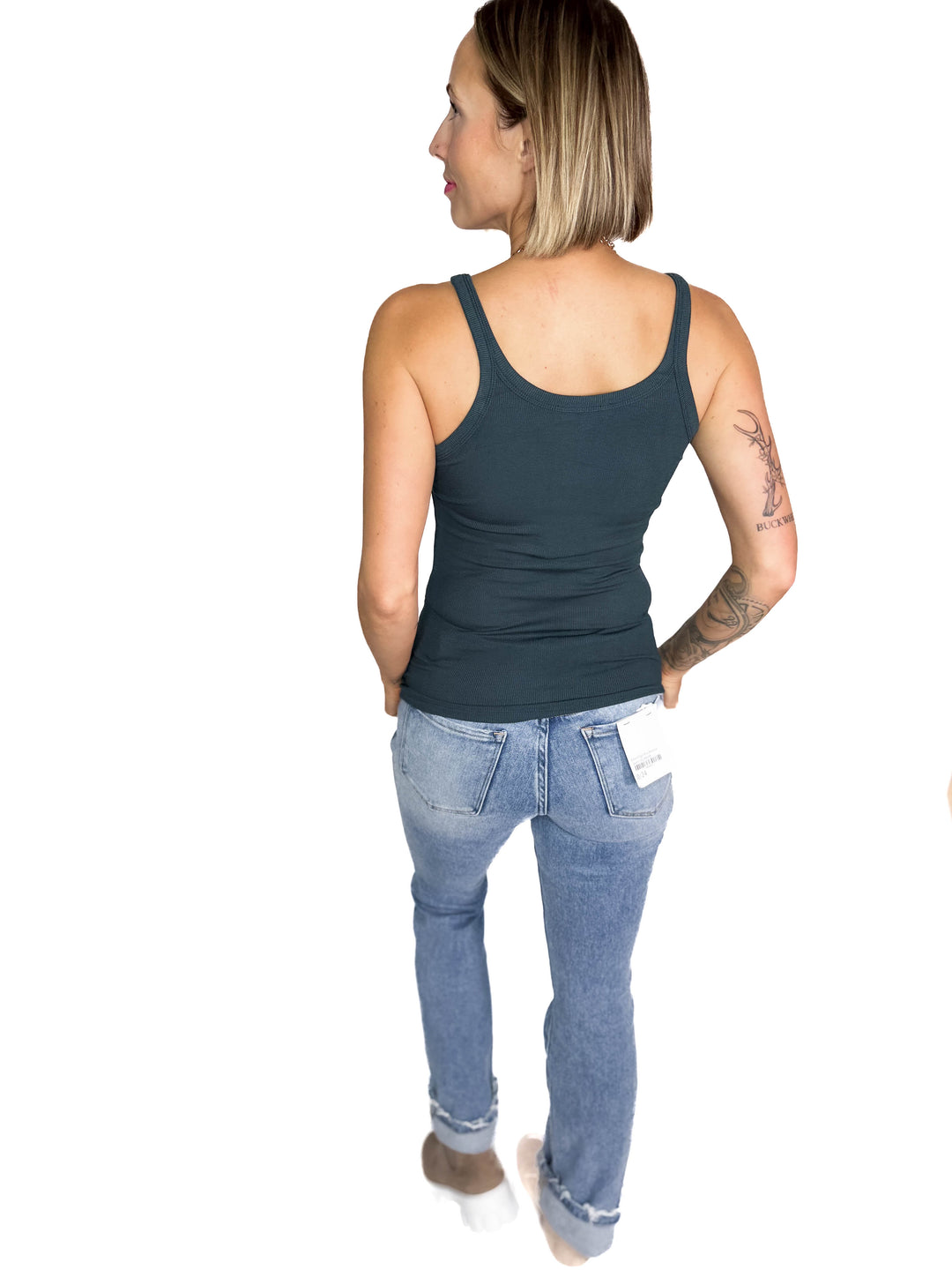 Salish Ribbed Basic Tank- DARK TEAL