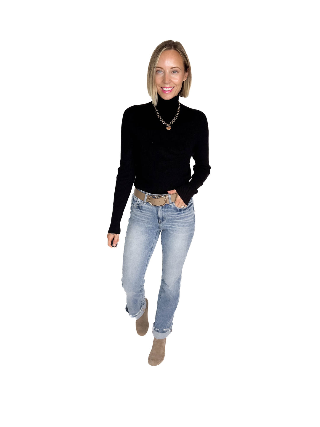 Winter Whisper Knit Ribbed Long Sleeve- BLACK