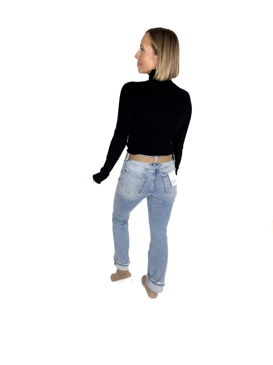 Winter Whisper Knit Ribbed Long Sleeve- BLACK