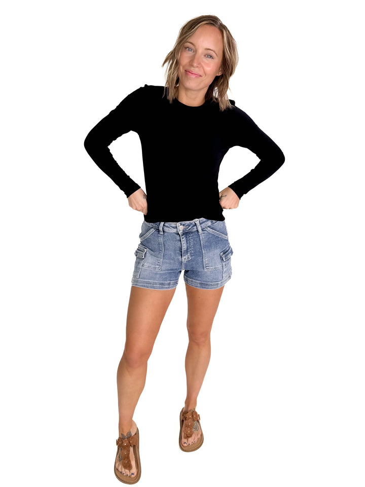 Samantha Round Neck Long Sleeve- BLACK