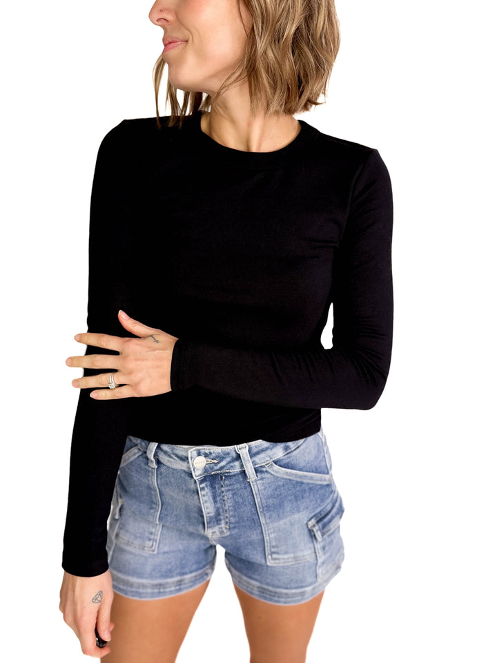 Samantha Round Neck Long Sleeve- BLACK