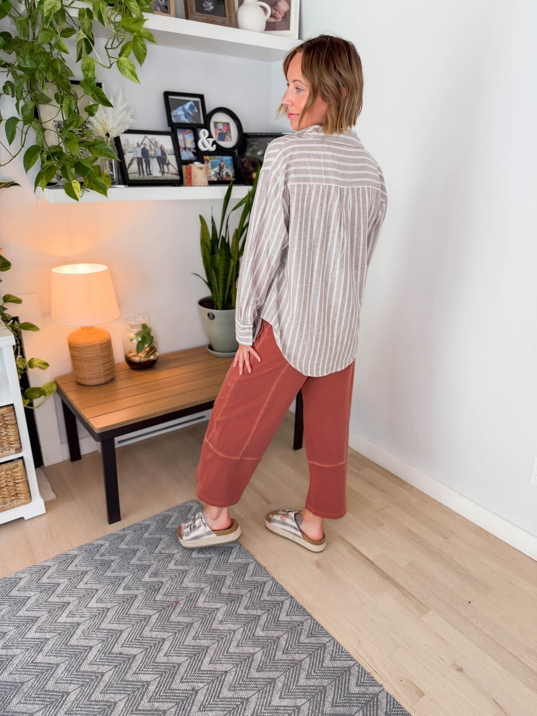 Salted Sun Linen Blend Button Down- MOCHA