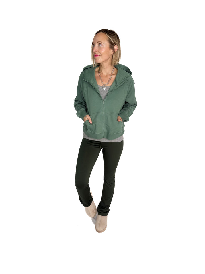 MONO B Kaid Soft Structure Fleece Zip Up- SILKY PINE