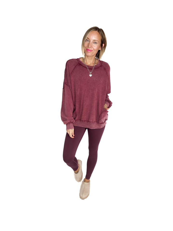 Forage Washed Pocket Pullover- MULBERRY