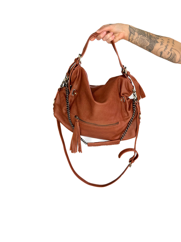Jamila Rustic Tote Bag- CAMEL BROWN