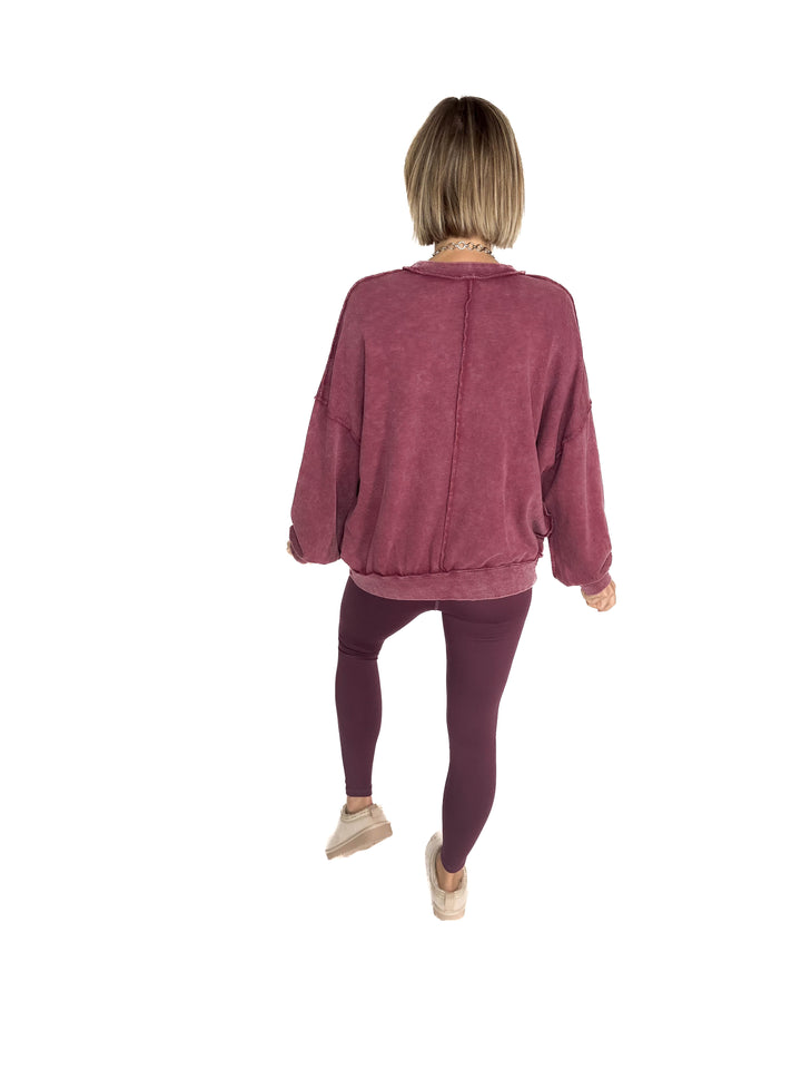 Forage Washed Pocket Pullover- MULBERRY