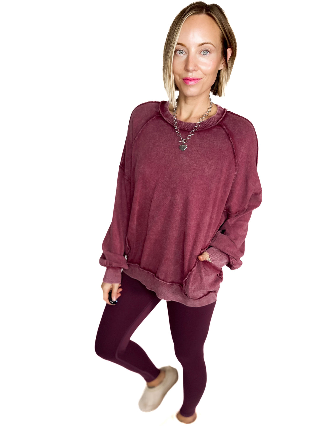 Forage Washed Pocket Pullover- MULBERRY