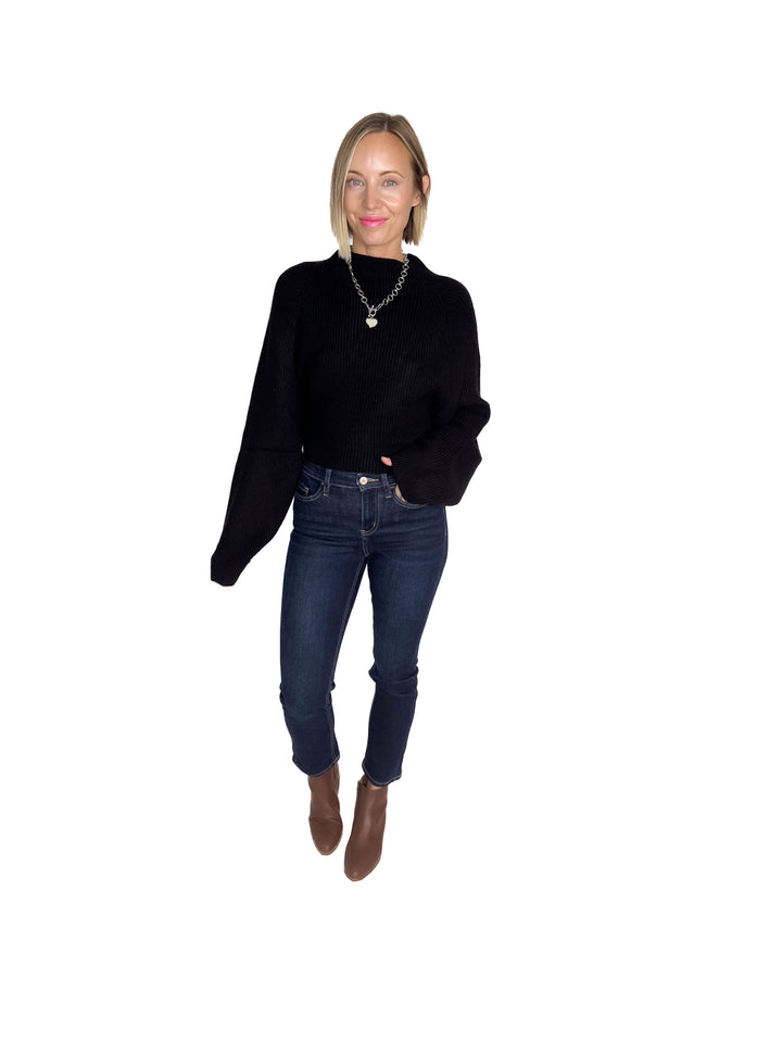 Sugar Plum Tie Back Sweater- BLACK