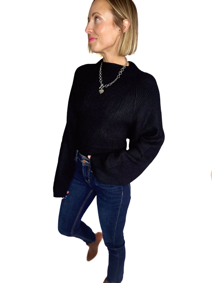 Sugar Plum Tie Back Sweater- BLACK