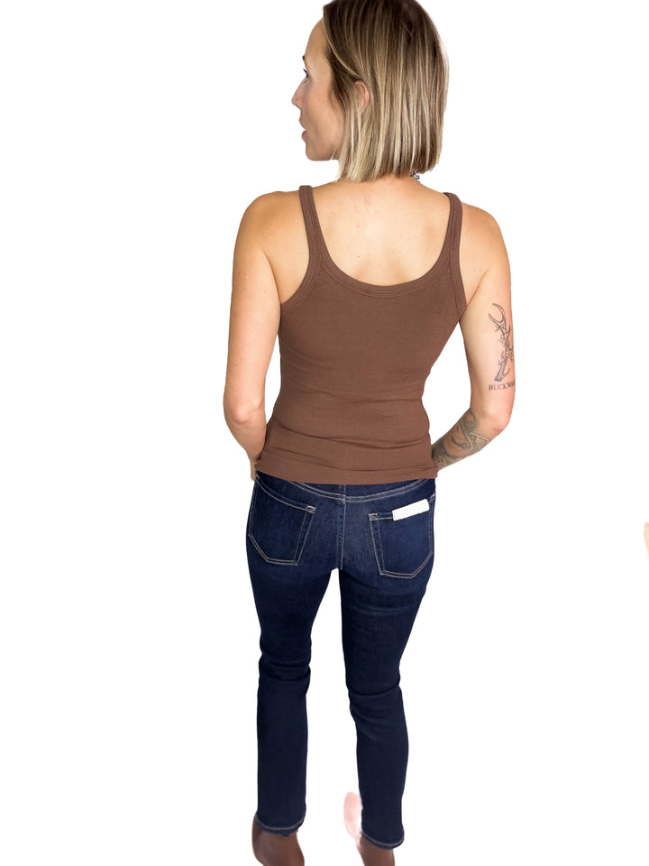Salish Ribbed Basic Tank- CHOCOLATE