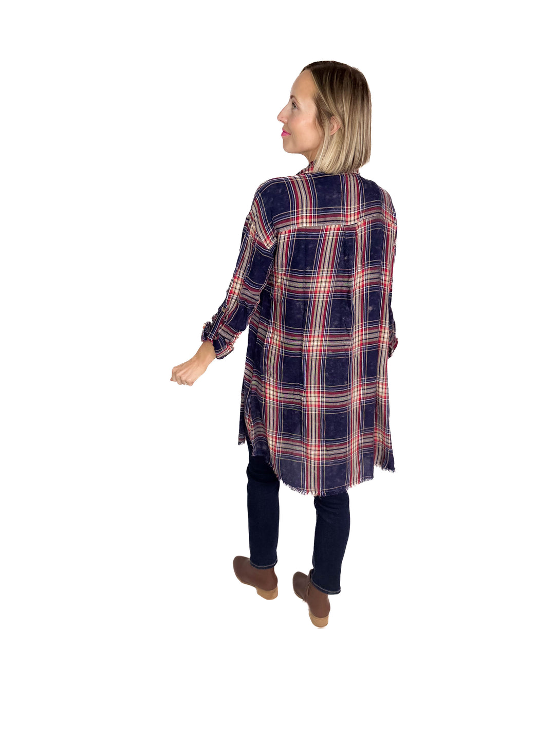 Alpine Glow Bleached Flannel Button Down- WASHED NAVY