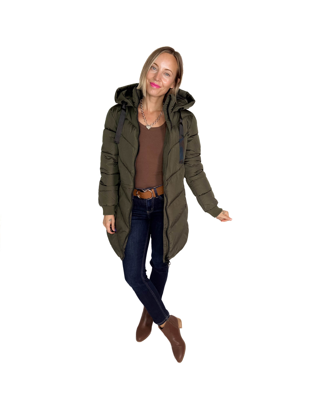 ONLY Skylar Hooded Puffer Jacket- FOREST NIGHT
