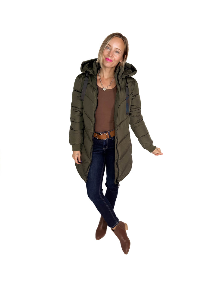 ONLY Skylar Hooded Puffer Jacket- FOREST NIGHT