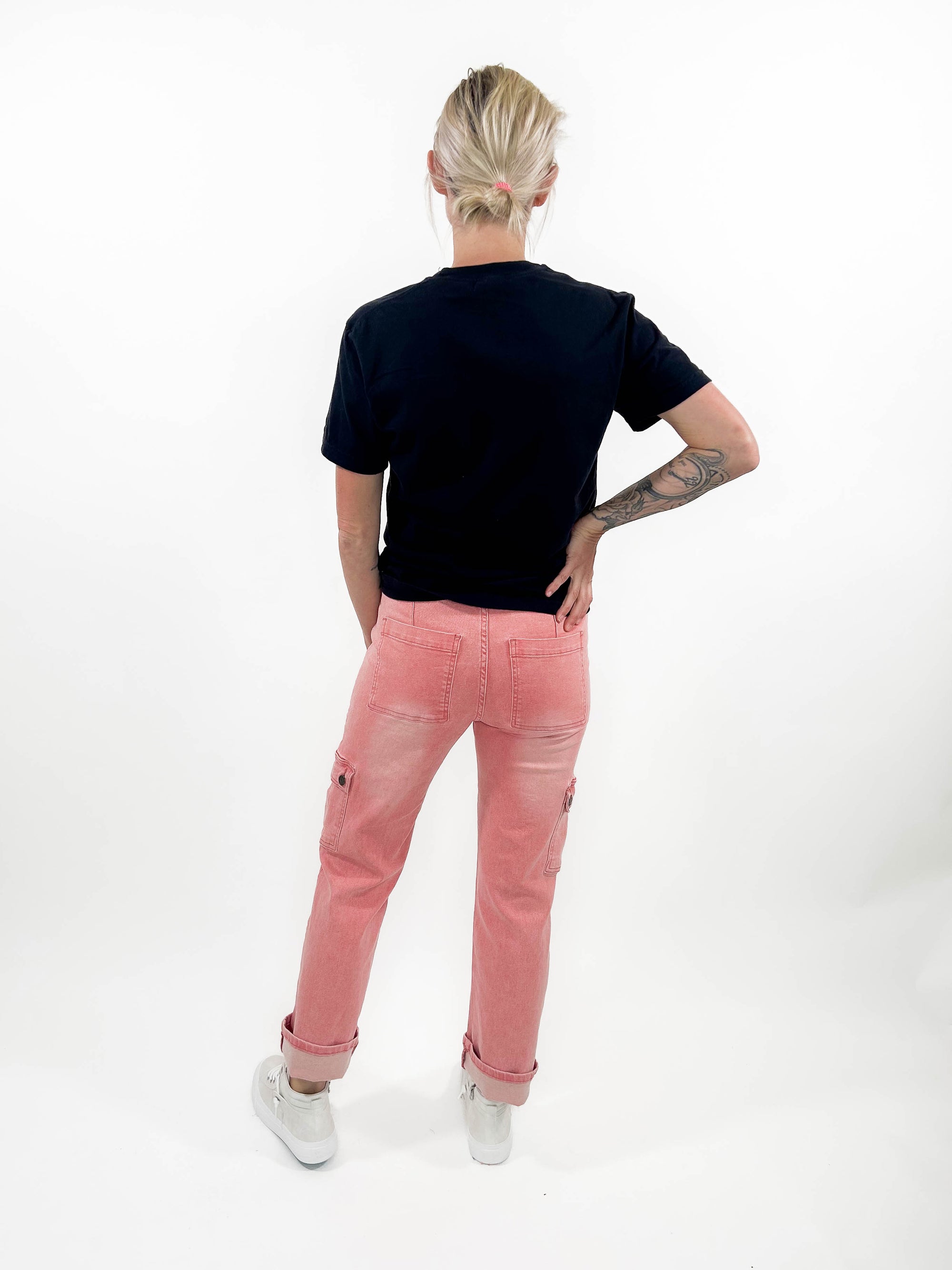 Rory High Rise Stretch Cargo- ROSE PINK-FINAL SALE