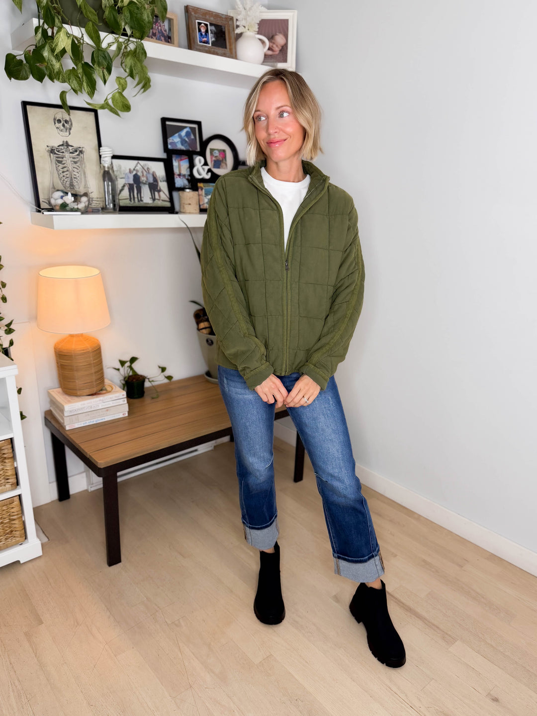 Catherine Soft Quilted Jacket- OLIVE