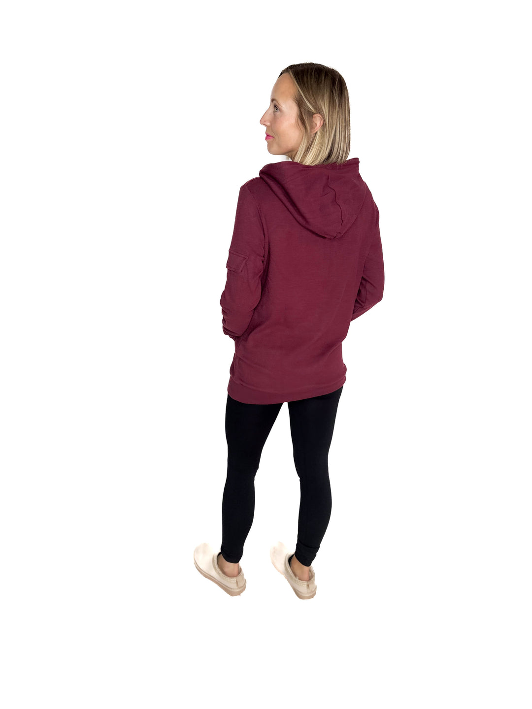 MICHELLE MAE Pixie 1/2 Zip Hoodie- BURGUNDY