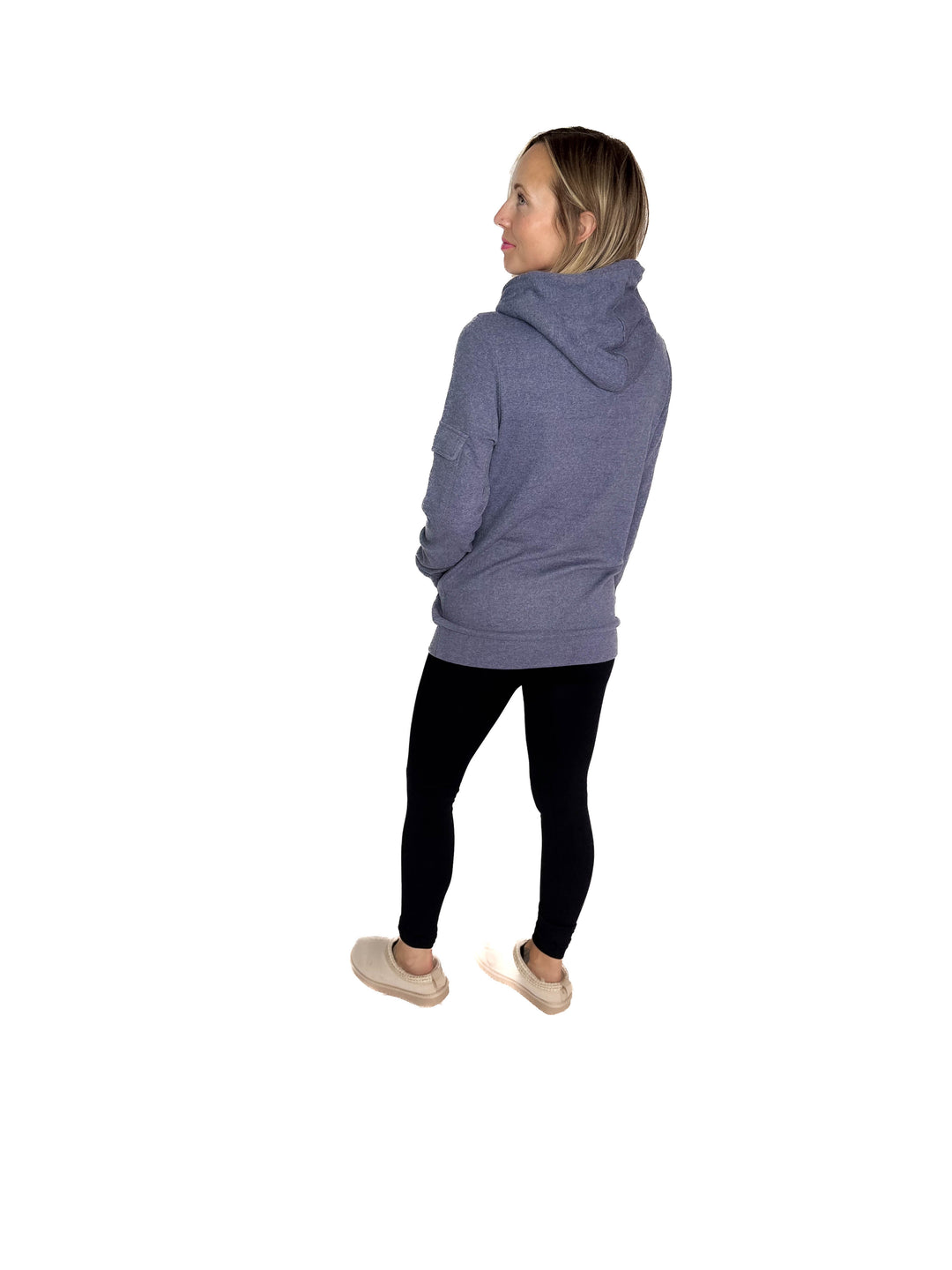 MICHELLE MAE Pixie 1/2 Zip Hoodie- HEATHER NAVY