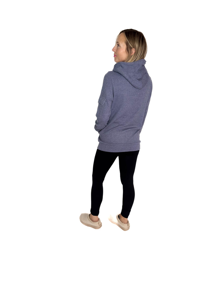 MICHELLE MAE Pixie 1/2 Zip Hoodie- HEATHER NAVY