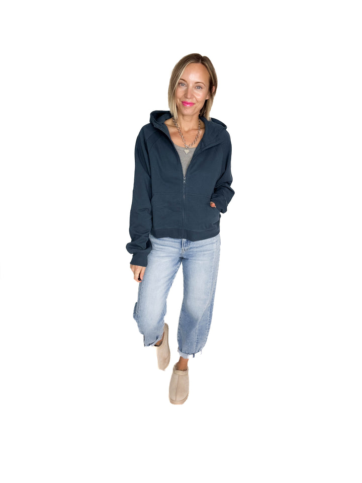 MONO B Kaid Soft Structure Fleece Zip Up- MIDNIGHT NAVY