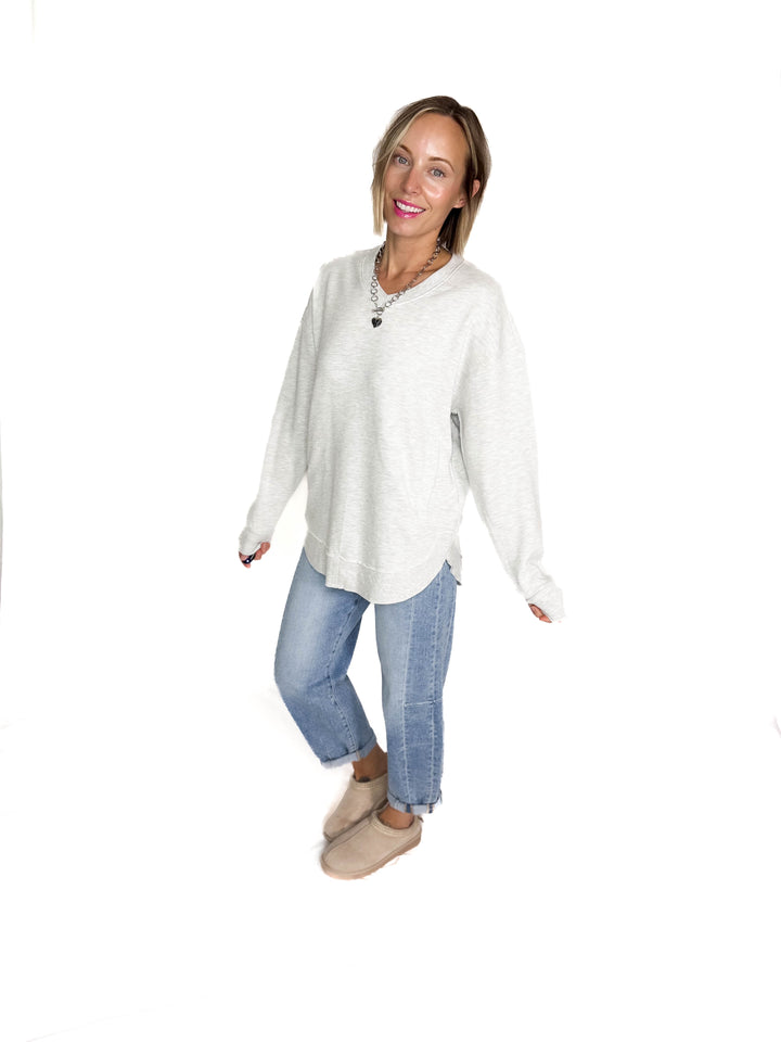 ROYCE East Hall V-Neck Sweatshirt- OATMEAL