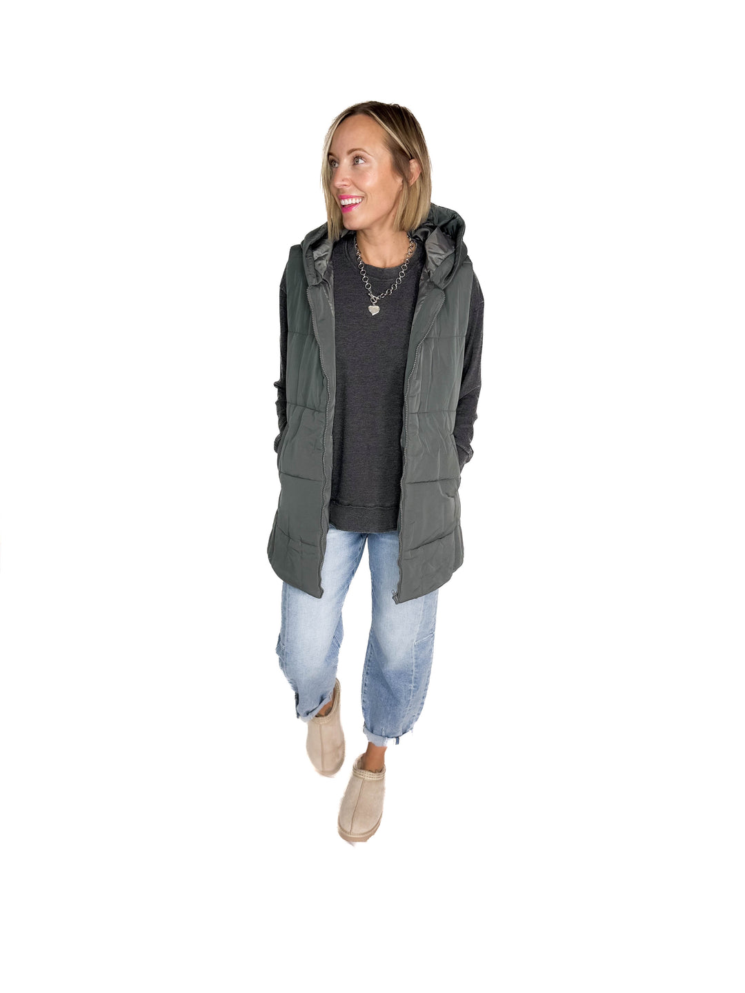 Frost + Fizz Puffer Vest- DARK GREEN
