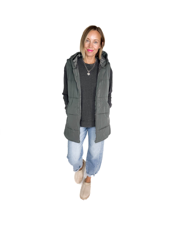 Frost + Fizz Puffer Vest- DARK GREEN