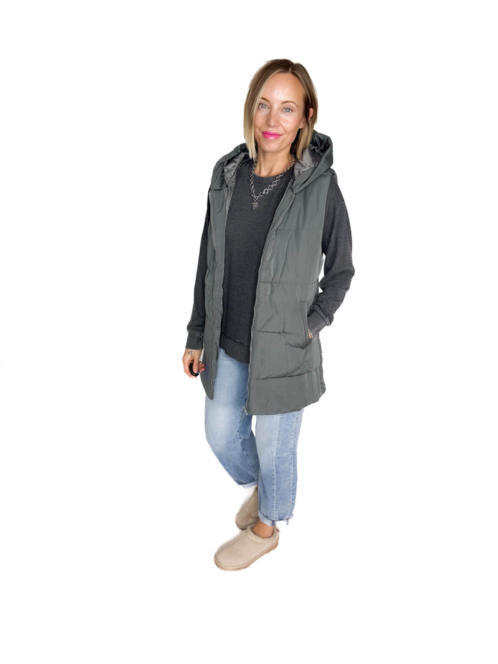Frost + Fizz Puffer Vest- DARK GREEN