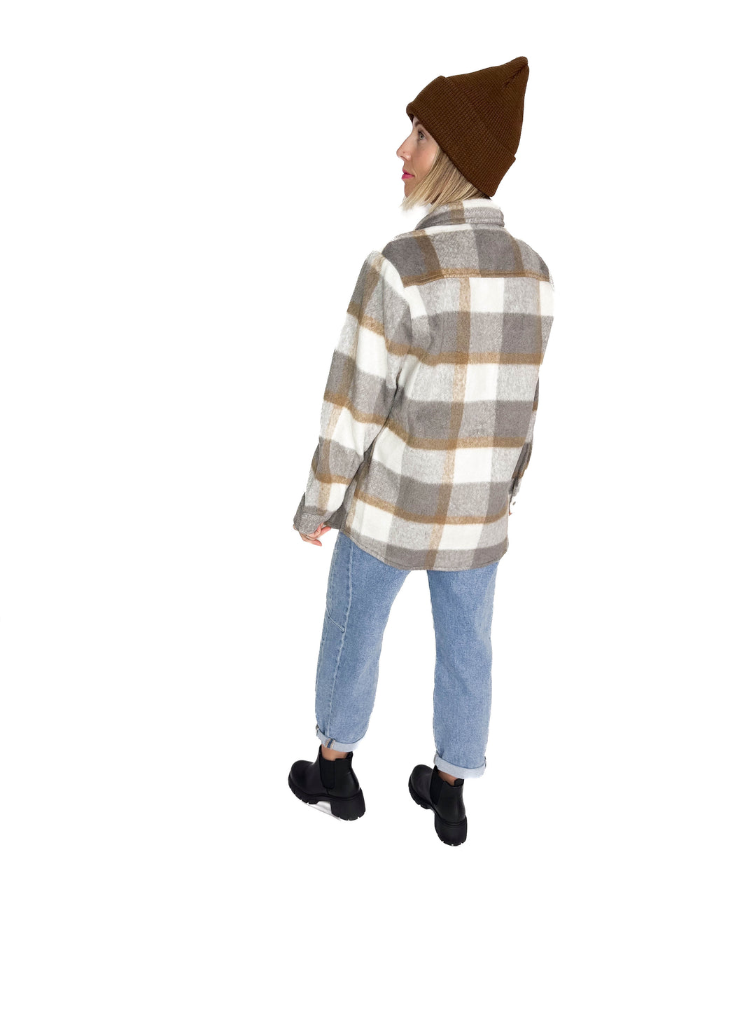 Snowfall Plaid Shacket- GREY