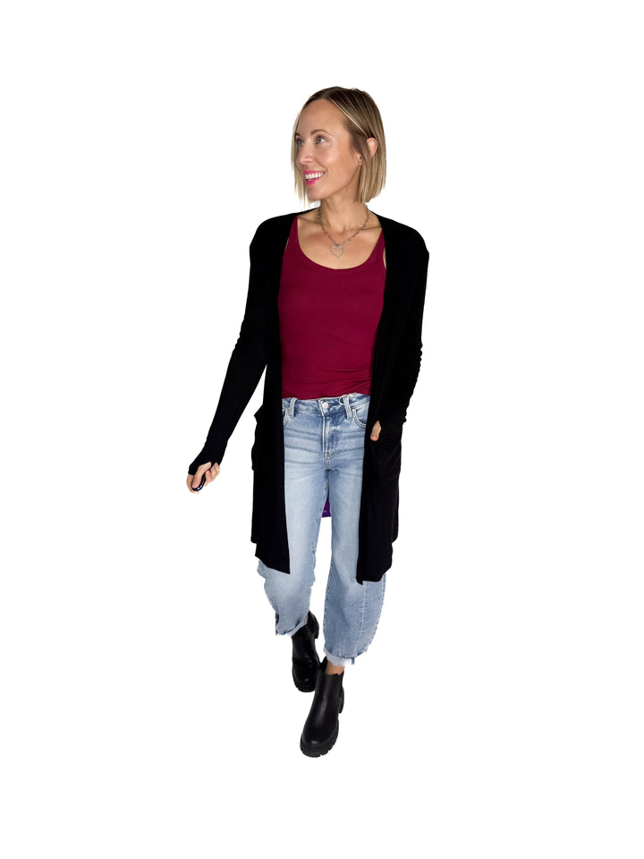Sierra Ribbed Cardigan- BLACK