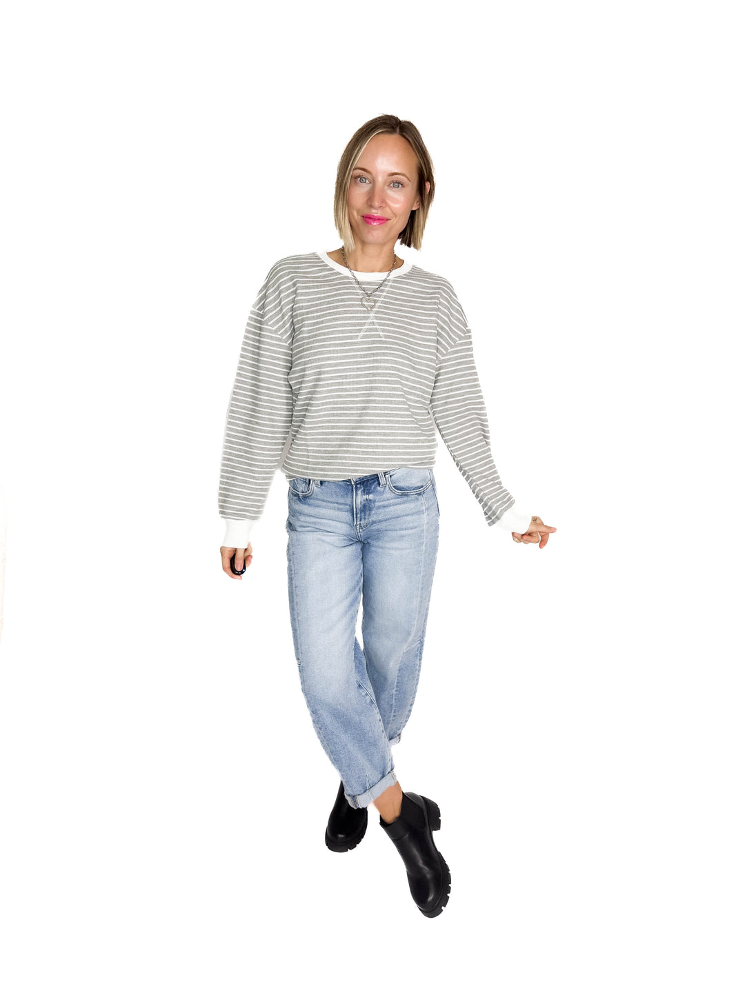 MICHELLE MAE Lola Thermal Long Sleeve- GREY