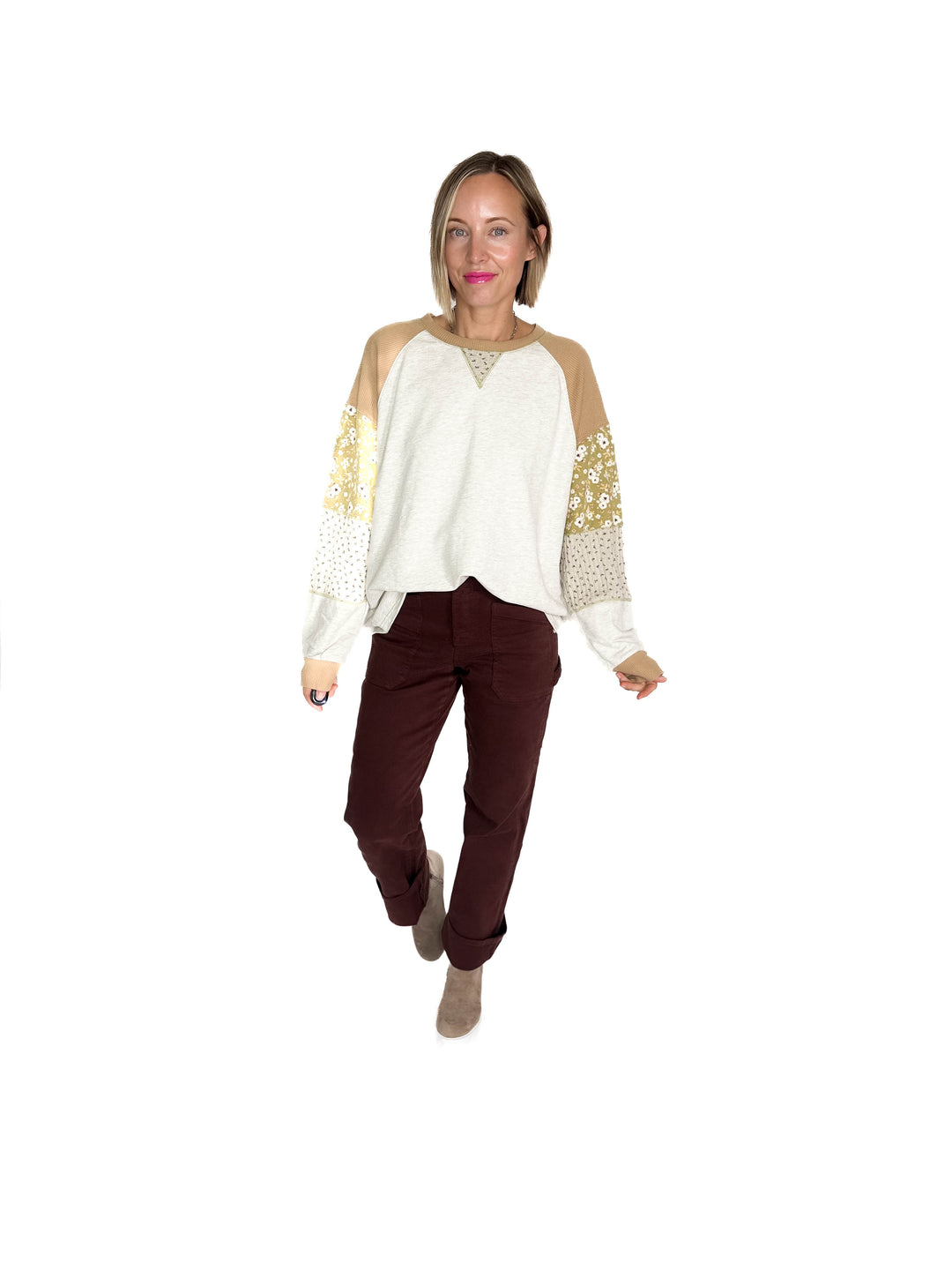 Coffee Date French Terry Pullover- OATMEAL