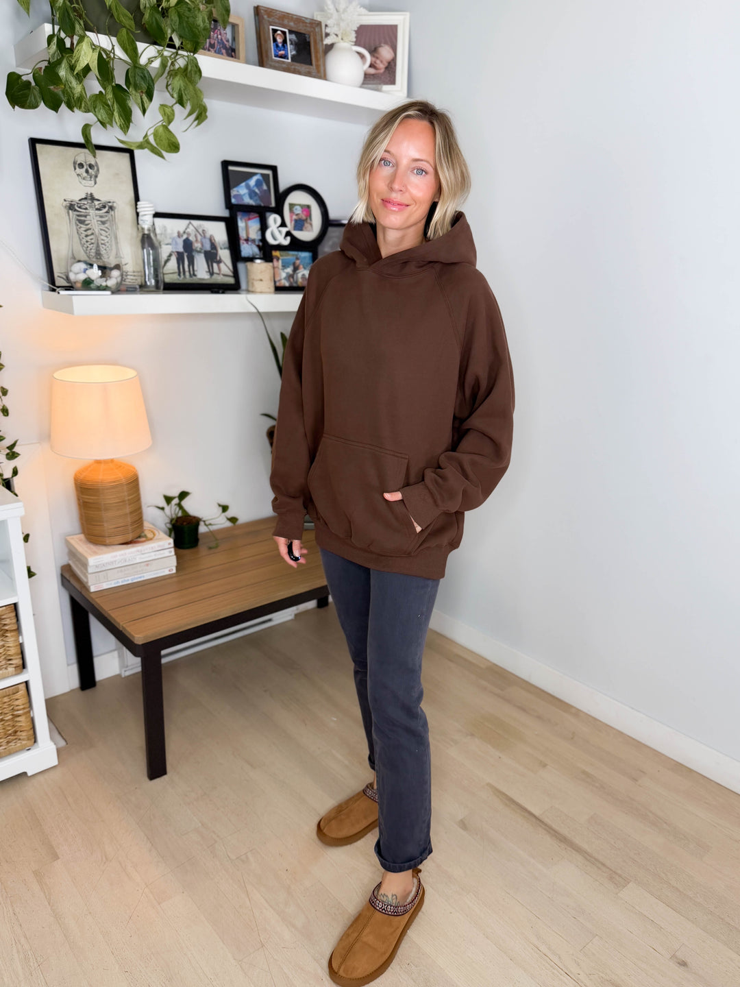 Tanis Premium Fleece Hoodie- BROWN