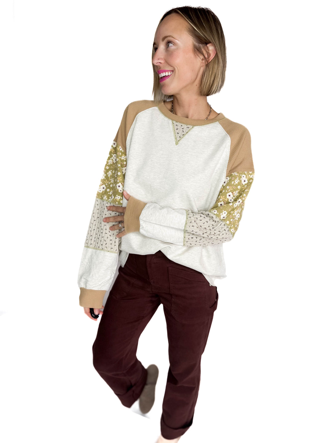 Coffee Date French Terry Pullover- OATMEAL