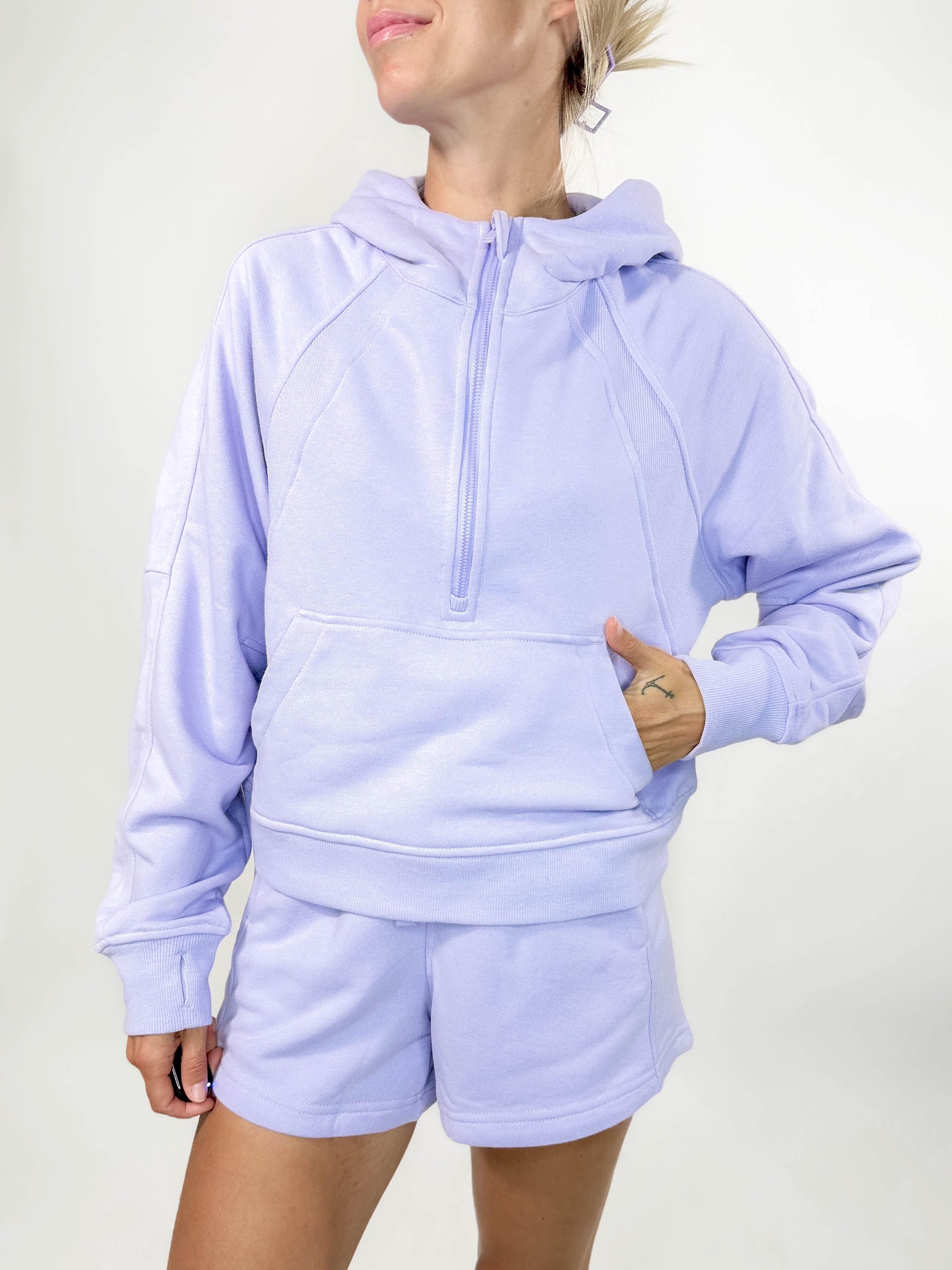 Harlowe 1/2 Zip Hoodie- LAVENDER-FINAL SALE