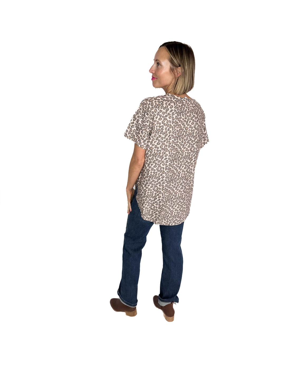 Joey Washed Cotton Boyfriend Tee- CHEETAH