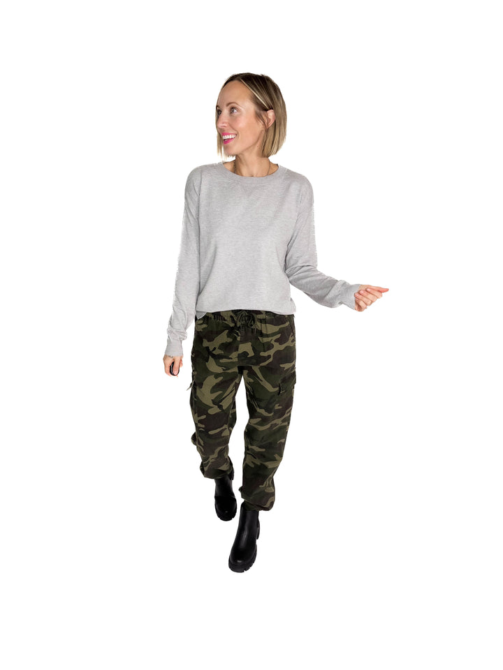 Nina Crew Neck Sweater- HTHR GREY