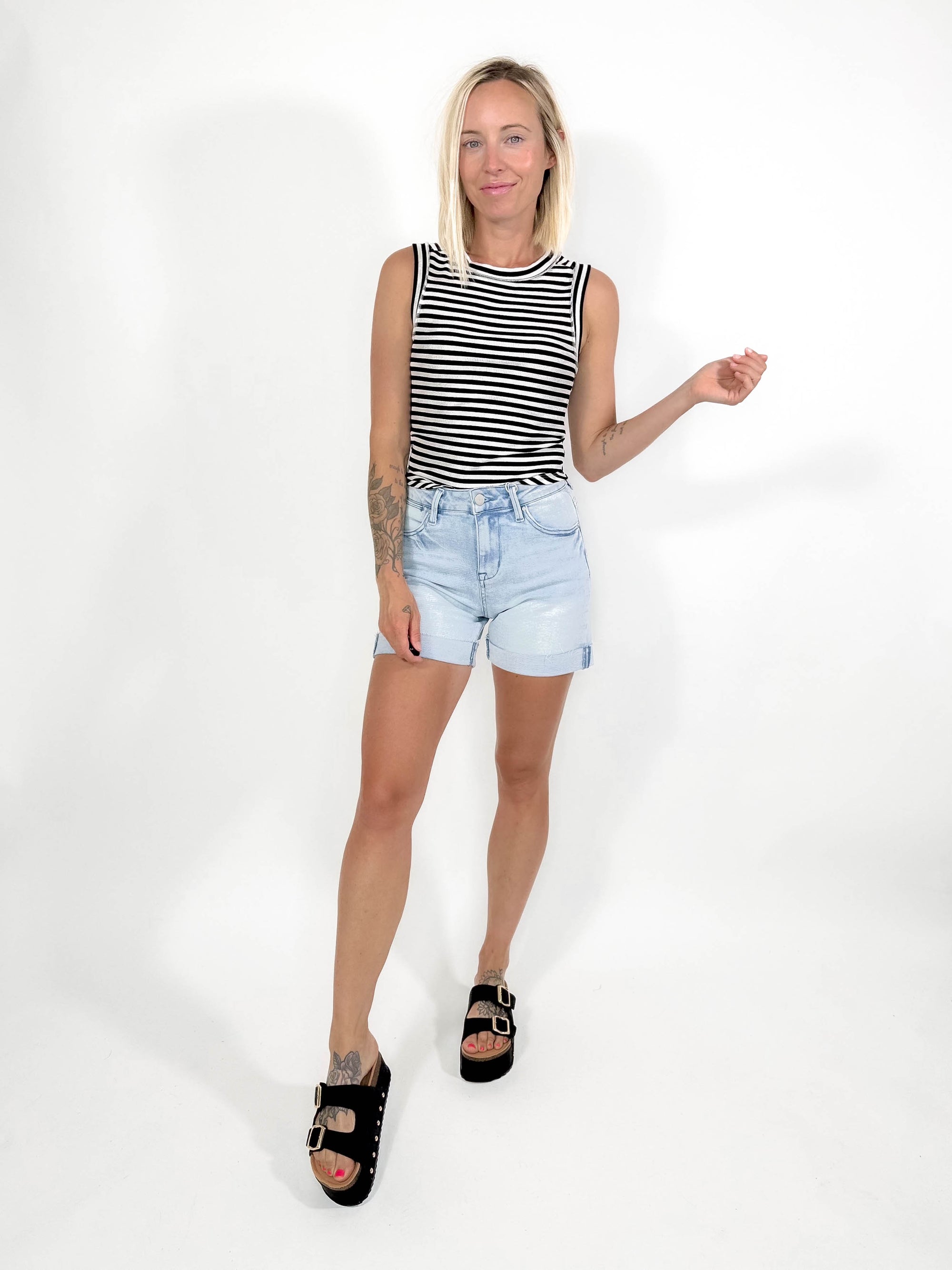 Cleo Stripe Tank- BLACK/WHITE-FINAL SALE