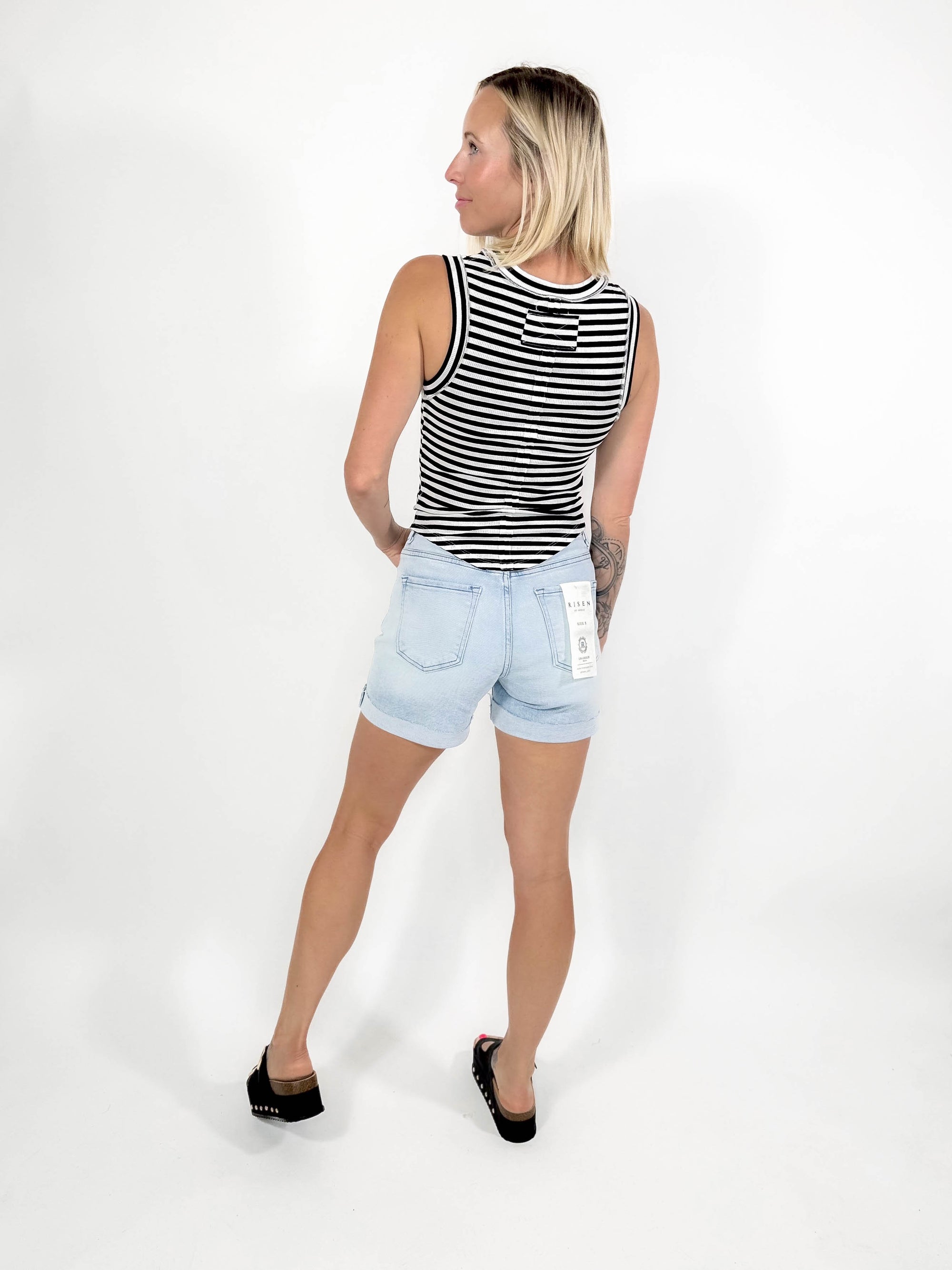 Cleo Stripe Tank- BLACK/WHITE-FINAL SALE