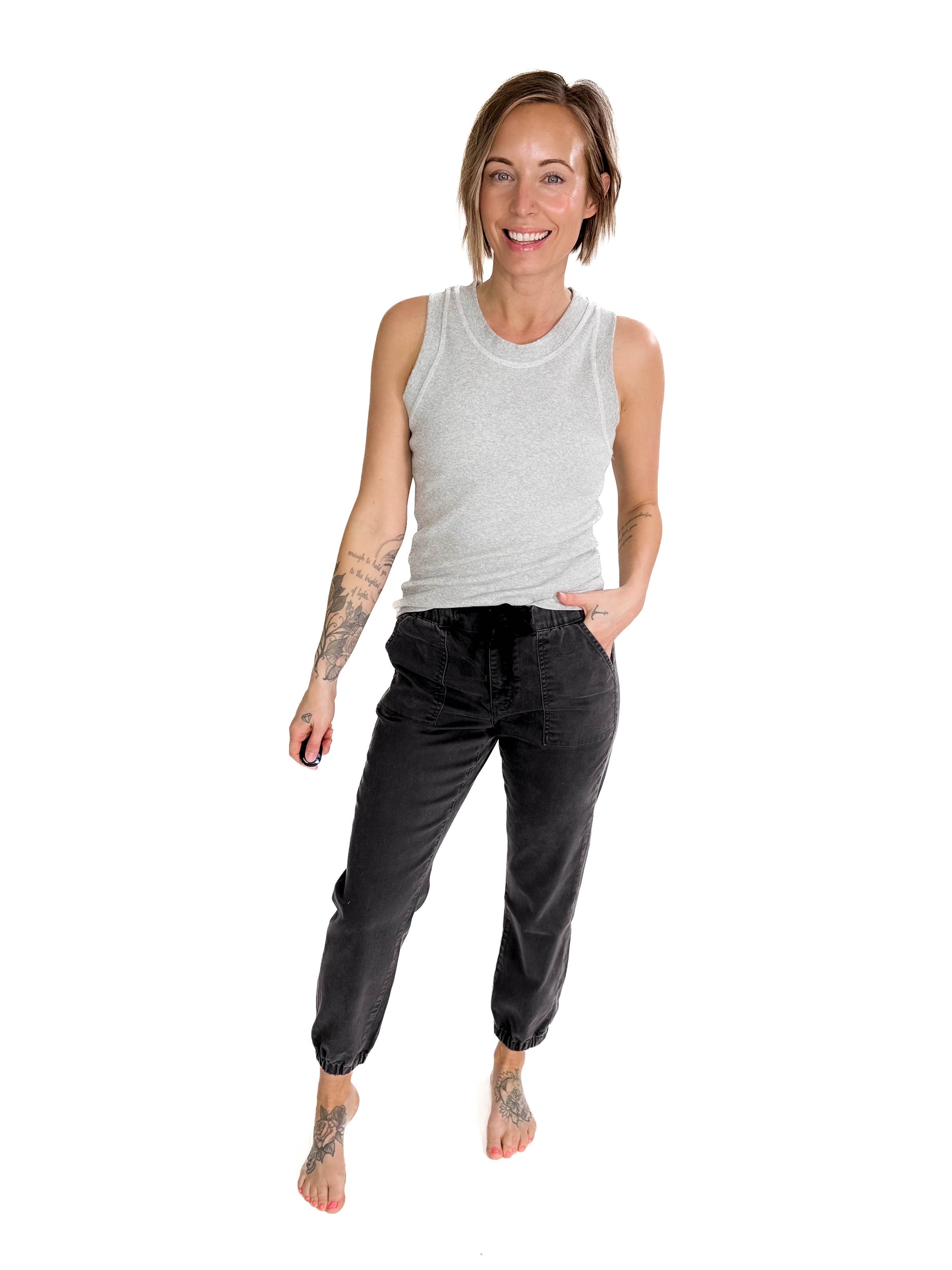 Shelly High Rise Jogger- CHARCOAL GREY