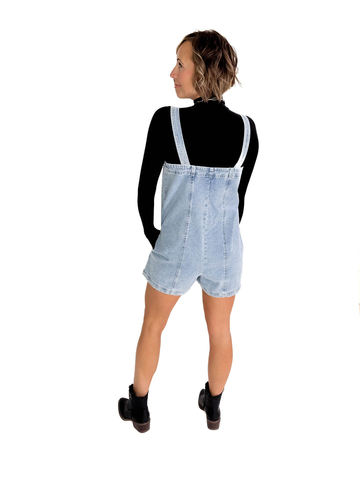 Elsie Denim Zippered Romper- DENIM-FINAL SALE