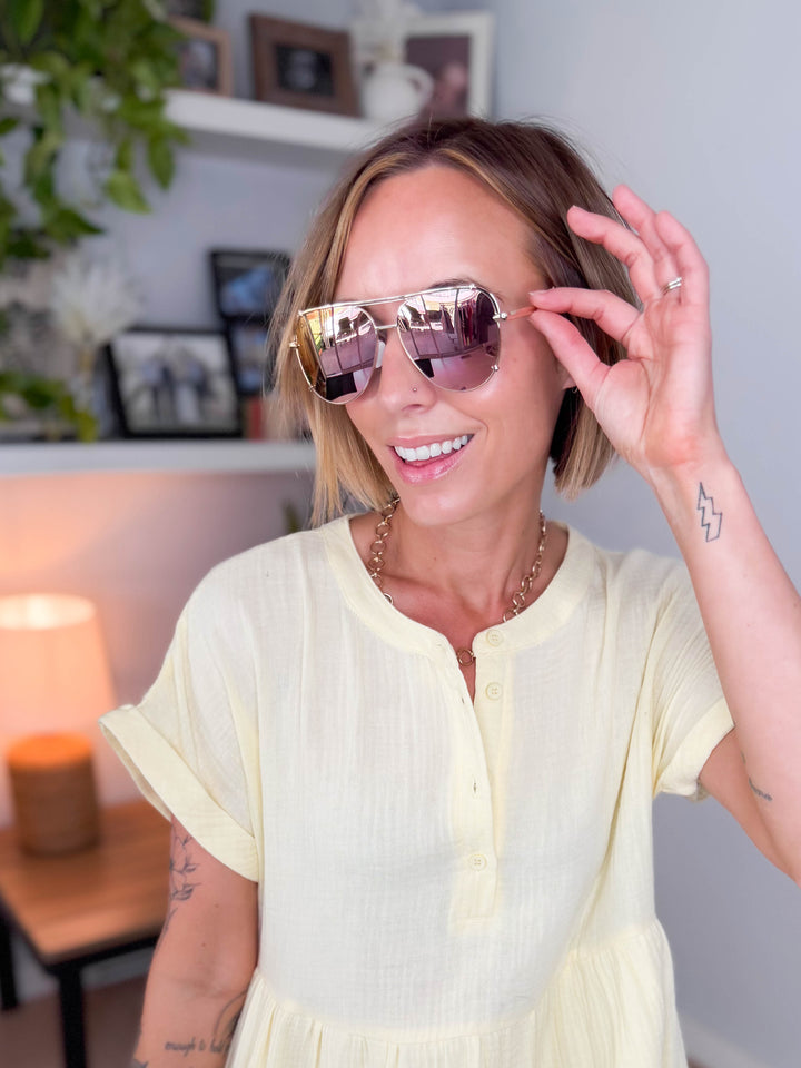 DAX Shay Polarized Aviator- ROSE GOLD