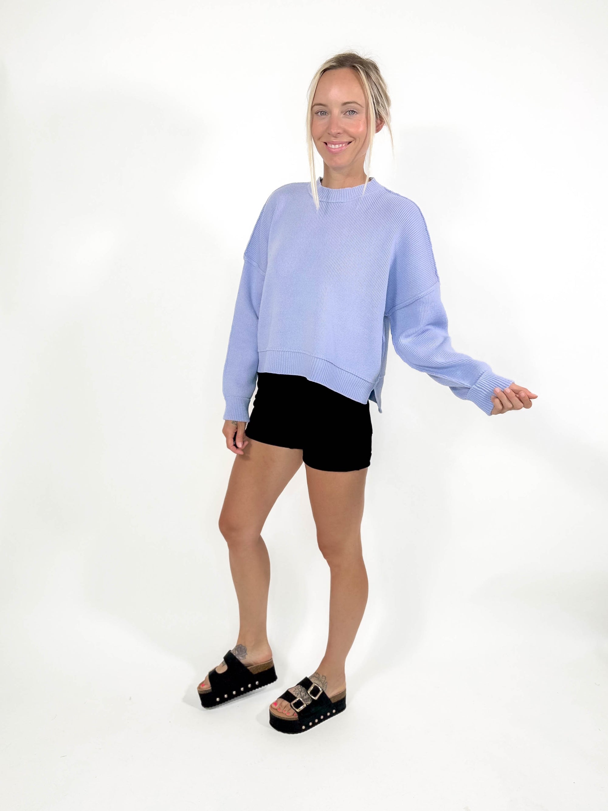 Leda Sweater- DUSTY BLUE-FINAL SALE *SM*