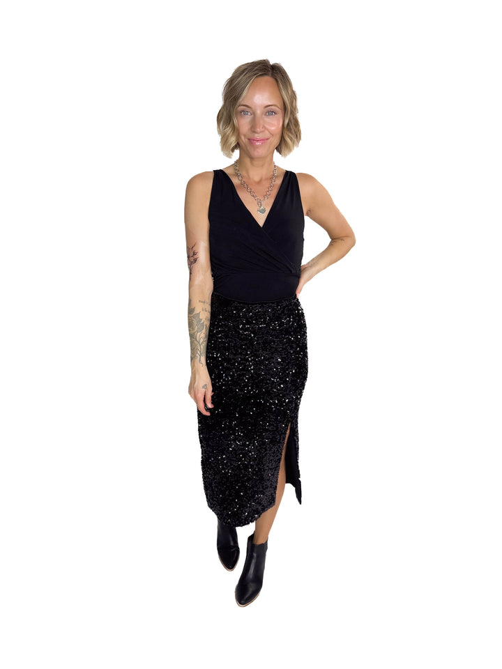 VERO MODA Esta V-Neck Top- BLACK