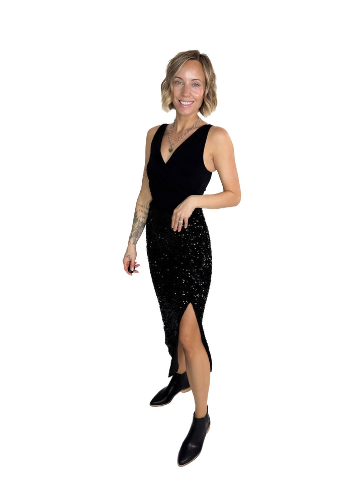 VERO MODA Esta V-Neck Top- BLACK