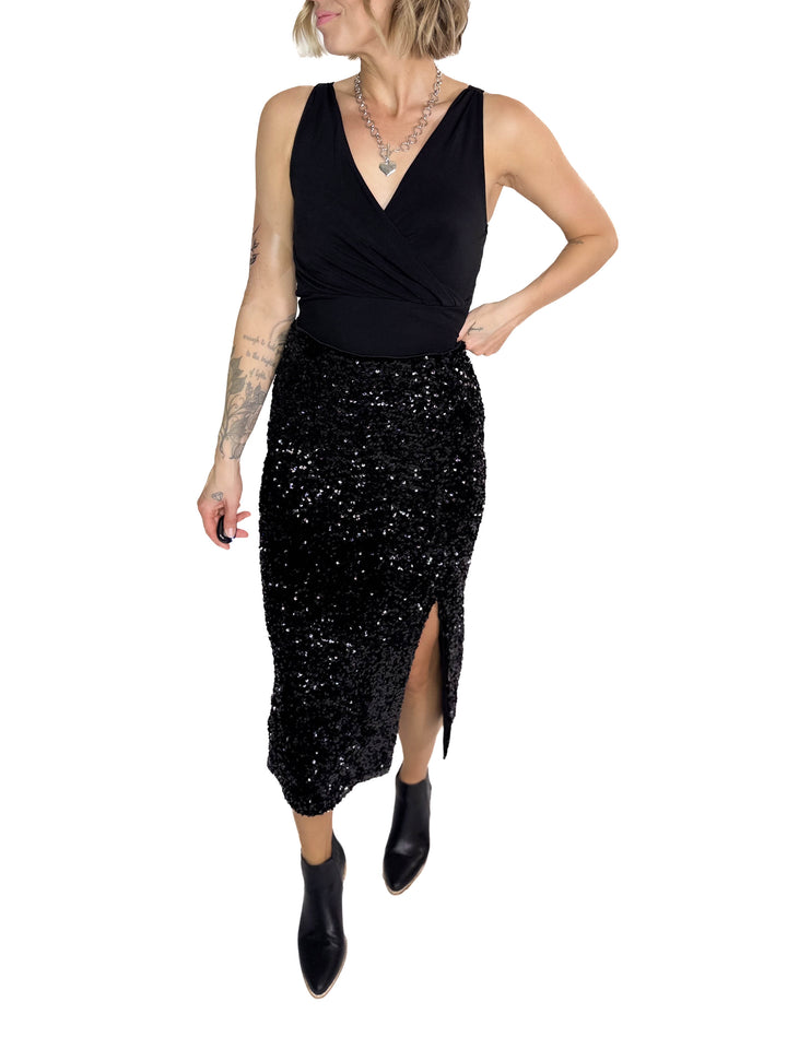 VERO MODA Esta V-Neck Top- BLACK